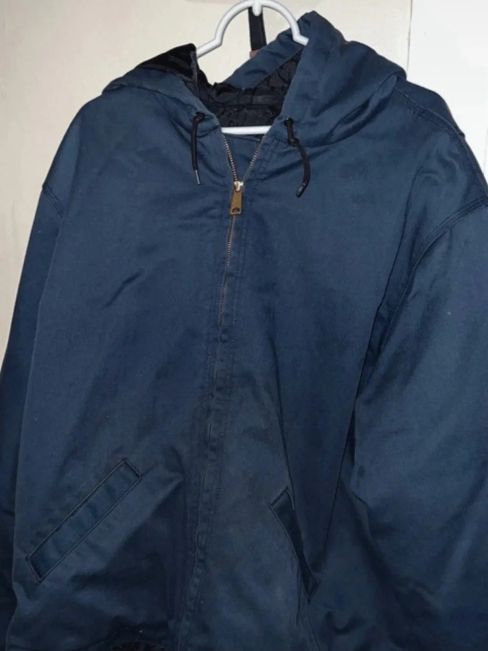 Carhartt Men’s 2XL Navy Hooded Quilted Lined Work Jacket